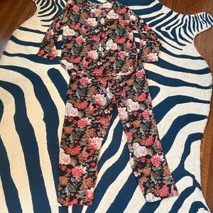 Vintage silk floral pajama set